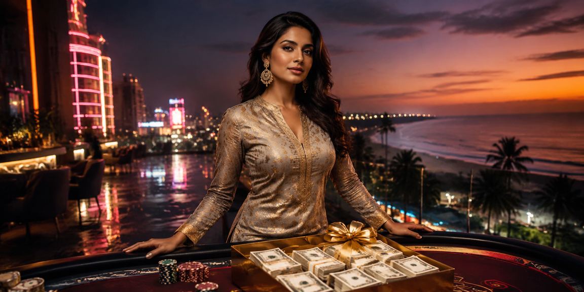 Vibrant beach casino party in Goa with festive crowd